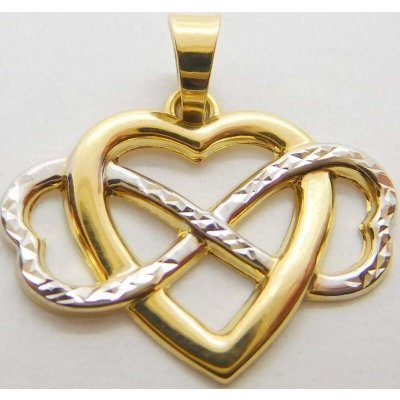 Klenoty Budín Dámské gravírovaný zlatý přívěsek srdce s nekonečnem 01293 – Zboží Dáma