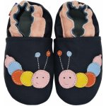 Carozoo Kožené capáčky s koženou podrážkou housenka Modrá – Zboží Dáma