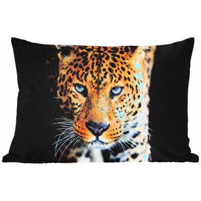 MuchoWow Vnější polštář Leopard Zvířata Portrét Divoká zvířata Černá 50x30
