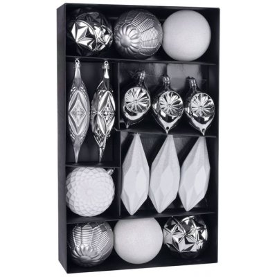 MagicHome Gule set 15 ks bielo strieborné na vianočný stromček 8-15 cm – Zboží Mobilmania