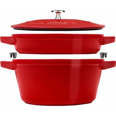 Staub Cocotte 2 dílná sada litinového hrnce a pánve višňová 24 cm – Zboží Mobilmania