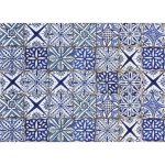 Crearreda samolepicí dekorace hliníková do kuchyně za sporák Bellacasa Modré obklady 67215 / Hliníková dekorace Blue Azulejos (47 x 65 cm) – Zboží Mobilmania