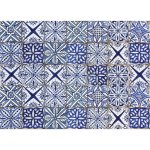 Crearreda samolepicí dekorace hliníková do kuchyně za sporák Bellacasa Modré obklady 67215 / Hliníková dekorace Blue Azulejos (47 x 65 cm) – Zboží Dáma