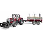 Bruder 2046 Massey Ferguson 7480 s čelním nakladačem a přepravníkem dřeva 1:16 – Hledejceny.cz