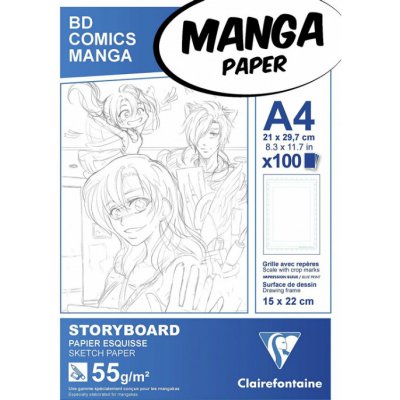 Clairefontaine Papíry na ilustraci Manga bílé s rámečkem 55g/m2 100 ks A4 Stoaryboard – Hledejceny.cz