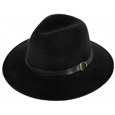 Fiebig Headwear since 1903 Cestovní nepromokavý nemačkavý klobouk vlněný Indiana Jones černý