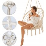 KIK KX7629 Závěsné křeslo s třásněmi 80 cm bílá – Sleviste.cz