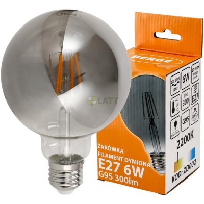 BERGE LED žárovka G95 E27 6W FILAMENT kouřová teplá bílá – Hledejceny.cz