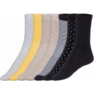 Esmara dámské ponožky s BIO bavlnou 7 párů bílá / béžová / navy modrá / žlutá