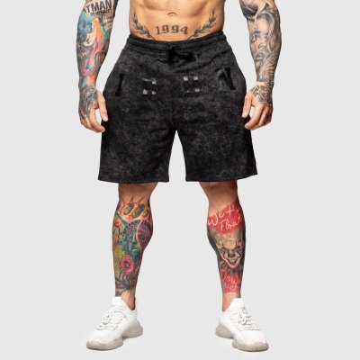 Iron Aesthetics teplákové kraťasy College washed black – Sleviste.cz