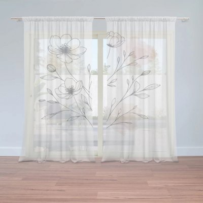 Sablio Záclony Květinová linie: 2ks 150x250cm – Zboží Mobilmania