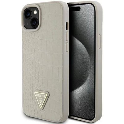 Guess iPhone 15 Croco Triangle Metal Logo zlaté – Hledejceny.cz