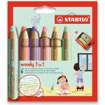 Stabilo Pastelky Woody 3in1, sada 6 ks v pouzdru s ořezávátkem – Hledejceny.cz