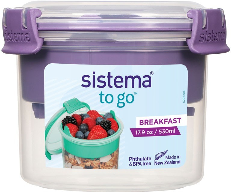Sistema Breakfast TO GO, Food Storage Container with Compartments & Spoon, 530 ml, BPA-Free,  price tracker / tracking,  price history  charts,  price watches,  price drop alerts