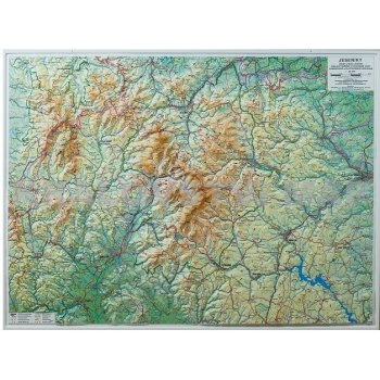 Kartografie HP Jeseníky - nástěnná plastická mapa Varianta: bez rámu, Provedení: plastická mapa