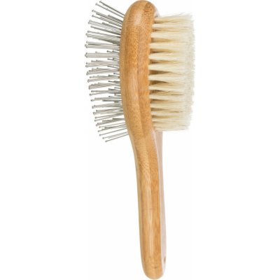 TRIXIE Kartáč oboustranný přírodní štětiny drátěné štětiny bambus 6 x 22 cm – Zboží Dáma