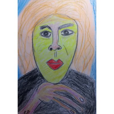 Petr Farták, Portrét ženy - Agáta., Malba na papíře, pastelka, 21 x 29 cm – Zboží Mobilmania