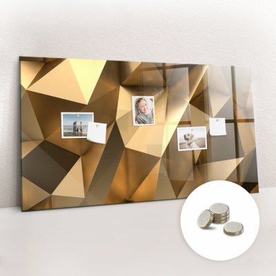 tulup Magnetická Tabule na Zeď Skleněná - Memo Board Kleněnou Přední Stranou - 5 magnetů v balení - 120 x 60 cm - Abstraktní trojúhelníky – Zboží Mobilmania