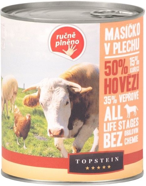 Topstein Masíčko v plechu hovězí 8 x 0,8 kg