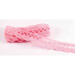 Bavlněná paličkovaná krajka - růžová - šířka 1,5 cm – Zbozi.Blesk.cz