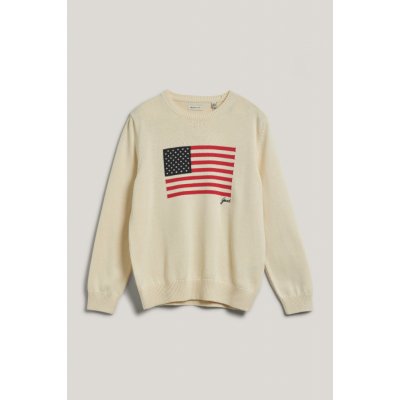 Gant Flag Knit C-neck Cream – Hledejceny.cz