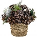 MagicHome Ikebana Vánoce přírodní se zelenými koulemi 19x19 cm – Hledejceny.cz
