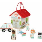 Playtive Dřevěný domeček s figurkami nemocnice – Zboží Dáma