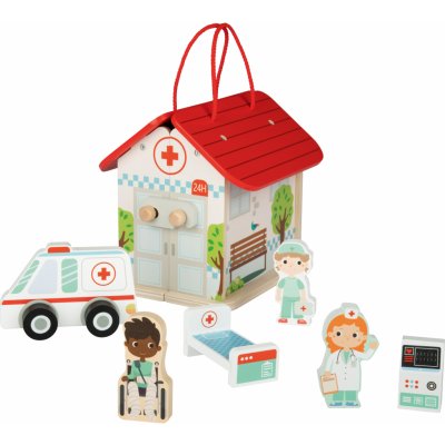 Playtive Dřevěný domeček s figurkami nemocnice – Zboží Dáma
