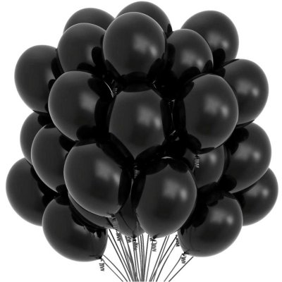 Camerazar Sada 50 černých balónků z latexu 30 cm pro narozeninovou nebo svatební oslavu – Zboží Mobilmania