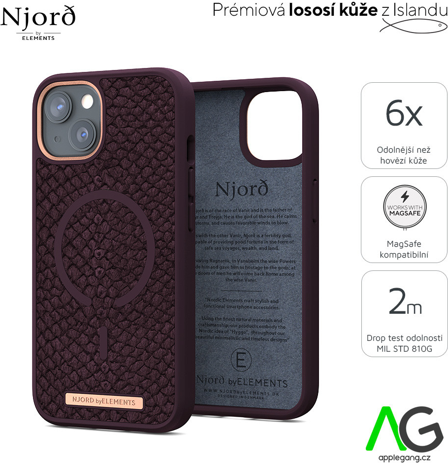 Pouzdro NJORD Eldur MagSafe case iPhone 13 fialové