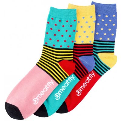 Meatfly ponožky Stripes Dot Socks S19 Mulltipack 3 Ks