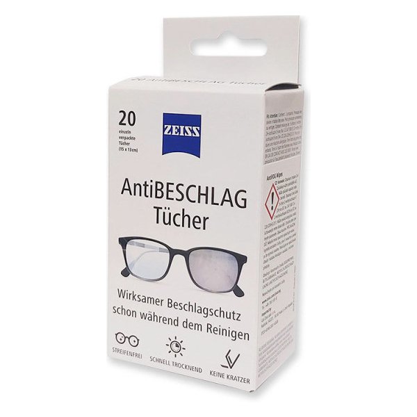 Čisticí ubrousek ZEISS Vlhčené ubrousky proti zamlžování brýlových skel Antifog 20 ks