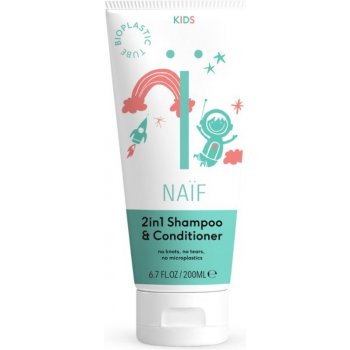 NAIF Dětský šampon a kondicionér 2v1 pro snadné rozčesávání přírodní 200 ml