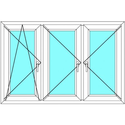 Ekosun Plastové okno Ekosun 6 Trojkřídlé se sloupky 180x140 Bílá - Dekor – Zbozi.Blesk.cz