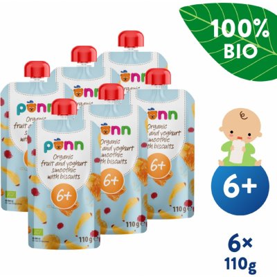 Salvest Põnn BIO Ovocné smoothie s jogurtem a sušenkami 6 x 110 g