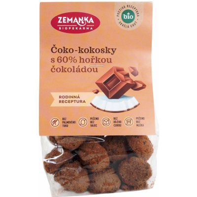 Biopekárna Zemanka Bio čoko-kokosky s 60% hořkou čokoládou 100 g – Zboží Dáma