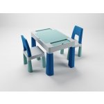 TEGGI Dětský stoleček se dvěma židličkami MULTIFUN tyrkysový/tmavě modrý/šedý