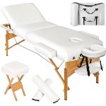 tectake 400278 skládací masážní lehátko dřevěné 3 zóny 10 cm polstrováním s odkládacími válečky černá – Zboží Mobilmania