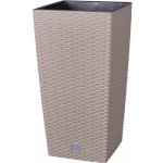 Prosperplast Květináč ratanový s vložkou vysoký Rato square 32,5x32,5 cm objem 49 L mocca – Hledejceny.cz
