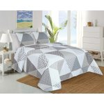Jahu přehoz na postel TEREZ šedo-béžový geometrický vzor 220 x 240 cm, 2 ks 45 x 45 cm – Zboží Mobilmania