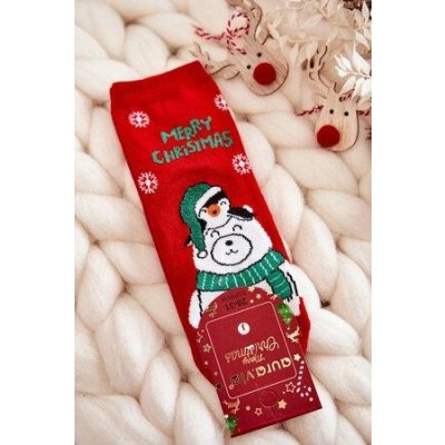 Kesi Dětské ponožky "Merry Christmas" Lední medvěd červene