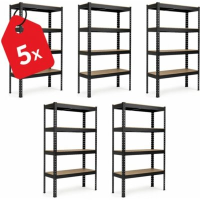 Vyprodej-Regalu.cz Regál 1680 x 1600 x 600 mm 4 police černý 5 ks – Zboží Dáma