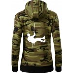 Visící horolezec dámská mikina trendy zipper s kapucí Zelený maskáč – Zboží Dáma