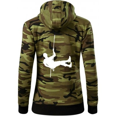 Visící horolezec dámská mikina trendy zipper s kapucí Zelený maskáč – Zboží Dáma