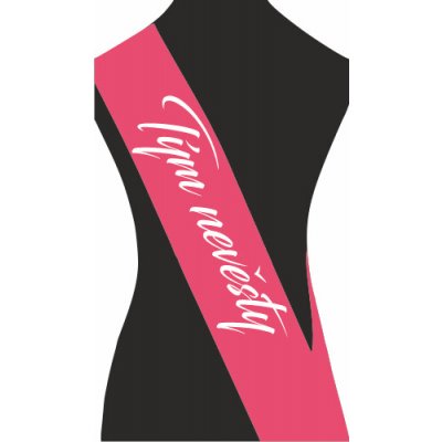 ON-DESIGN Šerpa TÝM NEVĚSTY Barva: malinová, Barva potisku: bílá, Fonty písma: Brush Script MT – Sleviste.cz