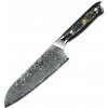Kuchyňský nůž UG Grill Nůž Santoku 18 31 cm Damašková ocel 67 černé uhlíkové vlákno