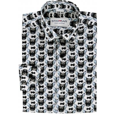 Chlapecká luxusní košile vzor francouzský buldoček modrá – Zboží Dáma