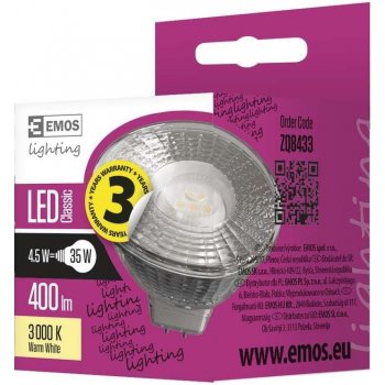 Emos LED žárovka Classic MR16 4,5W GU5,3 teplá bílá