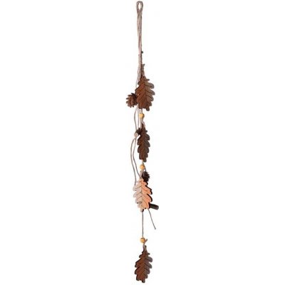 Závěs dřevo 50x80mm listy, přírodní, hnědá, oranžová – Sleviste.cz