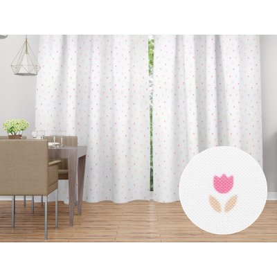 Biante Dekorační závěs TF-115 Barevné tulipánky na bílém 140x150 cm – Hledejceny.cz